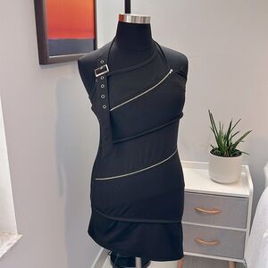Asymmetrical zipper little black dress size Large